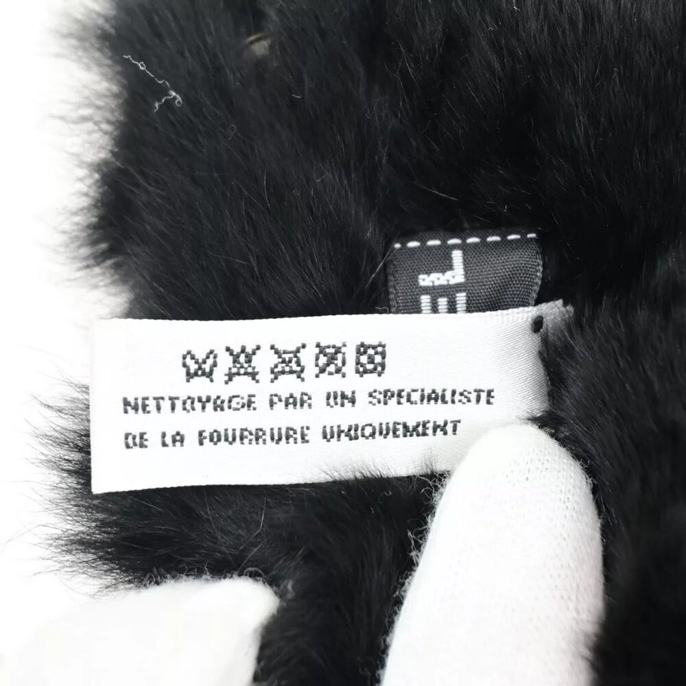 CHANEL CC Logo Wristband Bangle Bracelet Fur Black White France - Picture 8 of 10